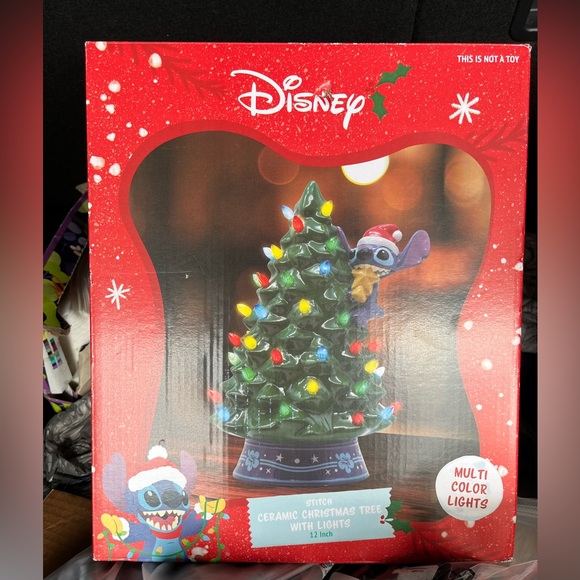 Disney Stitch Ceramic Christmas Tree Multi-Color Lights...